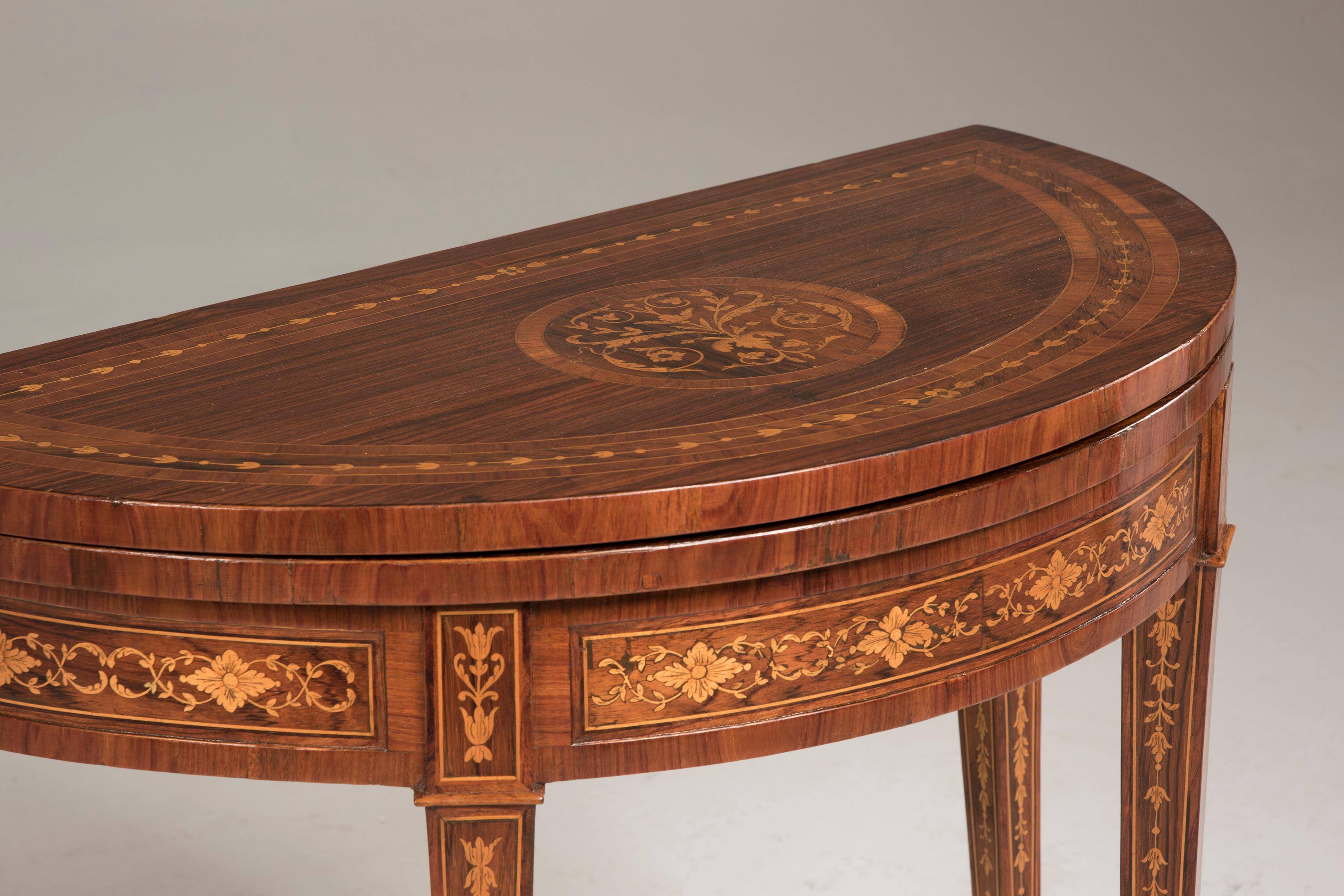 18° Century French Signed Jacob Freres Rue Meslee Half-Moon Inlaid Table Console 2