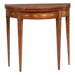 18° Century French Signed Jacob Freres Rue Meslee Half-Moon Inlaid Table Console