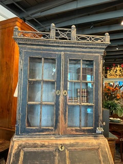 18 Century Gustavian Swedish Painted Secretary Desk with Cabinet