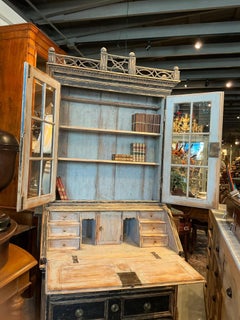 18 Century Gustavian Swedish Painted Secretary Desk with Cabinet