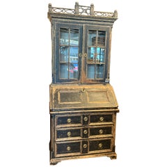 18 Century Gustavian Swedish Painted Secretary Desk with Cabinet