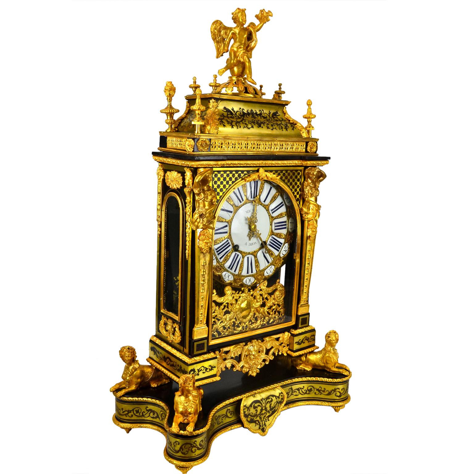 French 18thC Louis XV Boulle and Gilt Bronze Bracket Clock by Michel 