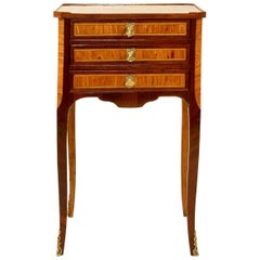 Louis XV Transition Period Marquetry Side Table or Table Chiffonière
