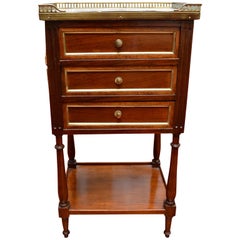 18 Century Louis XVI Mahogany Night Table with a White Marble Top