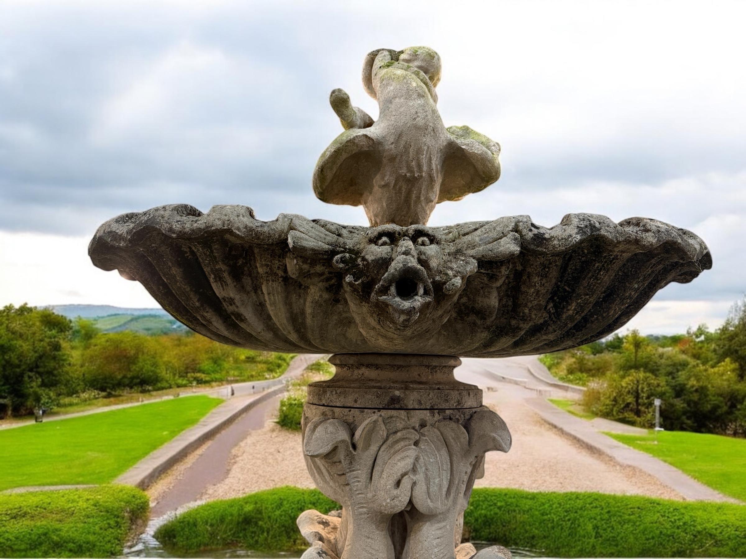 Late 18th Century 18' Century Monumental Italian Water Fountain with Delphine Sculptures For Sale