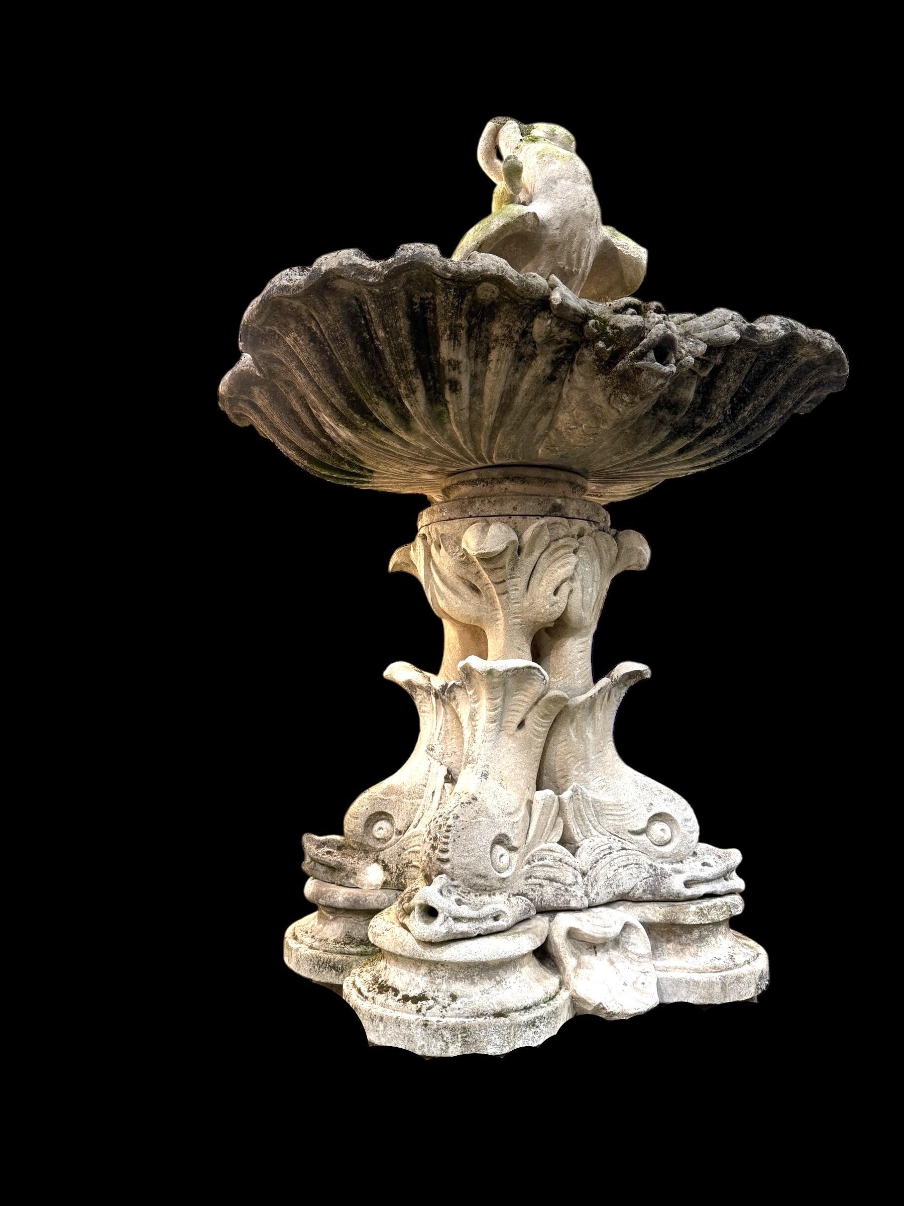 18' Century Monumental Italian Water Fountain with Delphine Sculptures For Sale 2