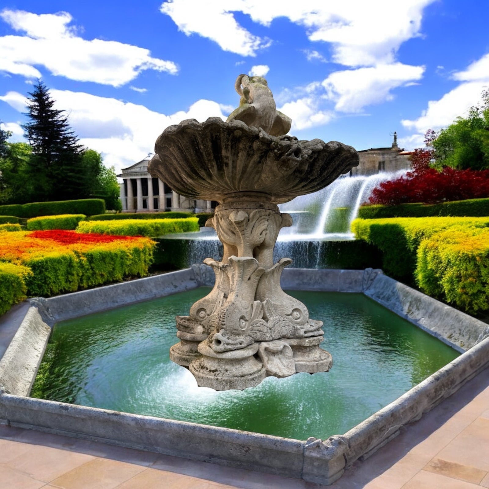 18' Century Monumental Italian Water Fountain with Delphine Sculptures For Sale 3