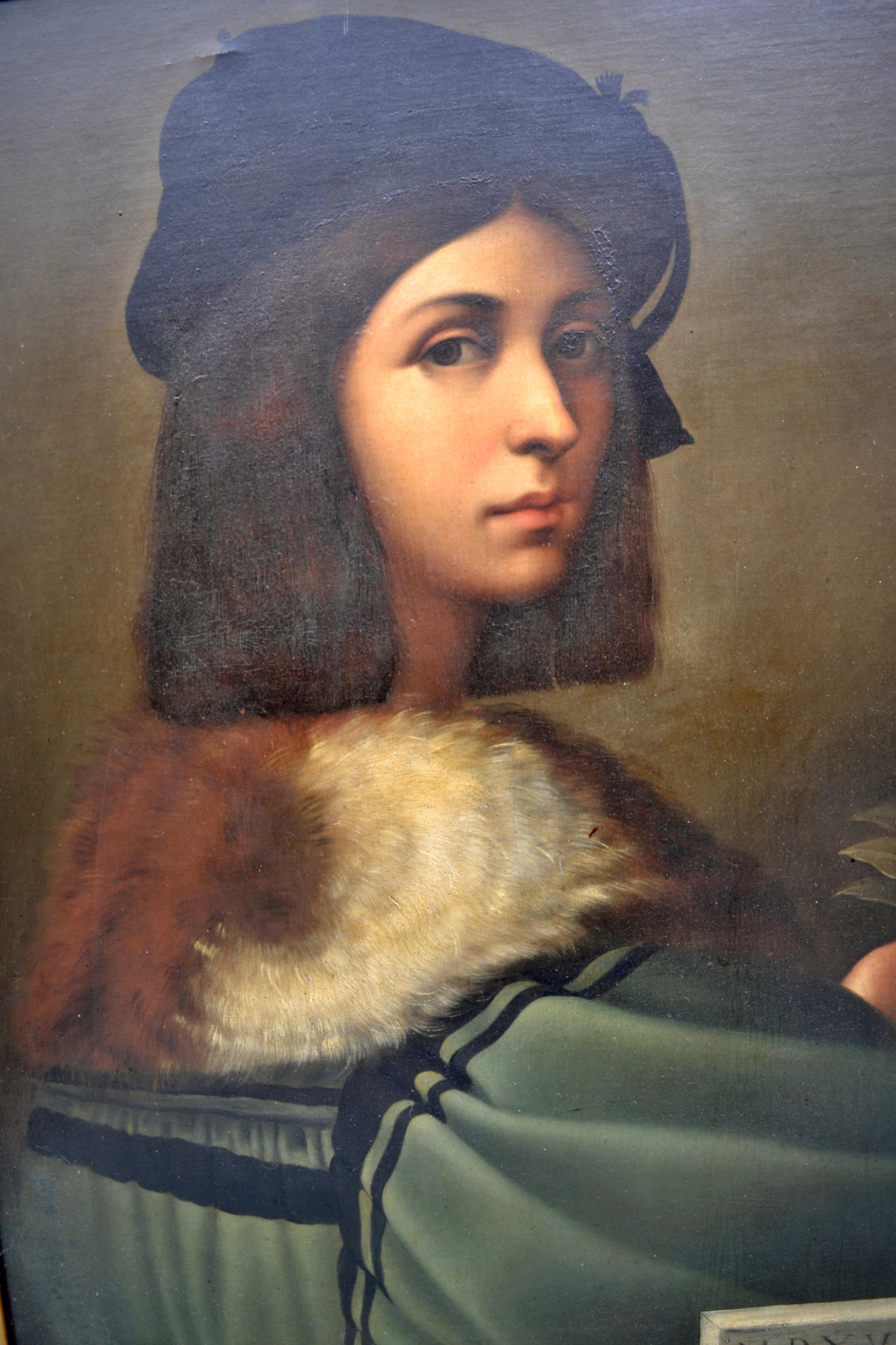 Peinture à l'huile du 18e siècle représentant le violoniste d'apr�ès Raphaël/Sebastiano Del Piombo 1