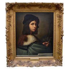 18th Century Oil Painting of the Violinist After Raphael/Sebastiano Del Piombo
