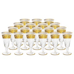 18 Champagnes Flutes Baccarat Crystal Eldorado, 22-Carat Gold Engraved, end 19th