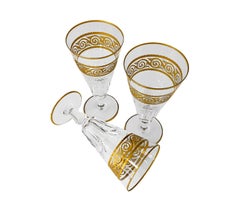 18 Champagnes Flutes Baccarat Crystal Eldorado, 22-Carat Gold Engraved, end 19th