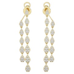 1.8 Ctw diamonds 12 pear drop 14K yellow gold moonlight dangling earrings