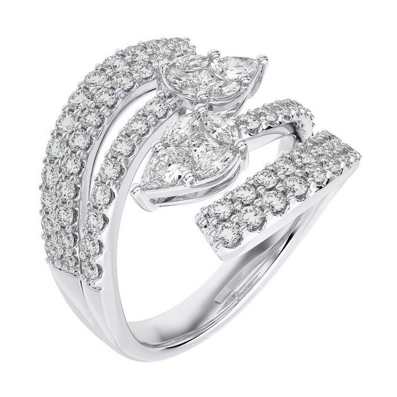Overview:
The Classic Collection’s ring features 1.8 carats of round diamonds set in 18K white gold. This elegant and eye-catching piece combines the sleek shine of white gold with the brilliant sparkle of round diamonds, making it perfect for both