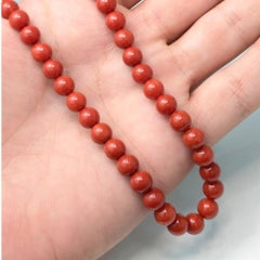 18" Deep Red Italian Round Coral Bead Strand (184.50 Carat)