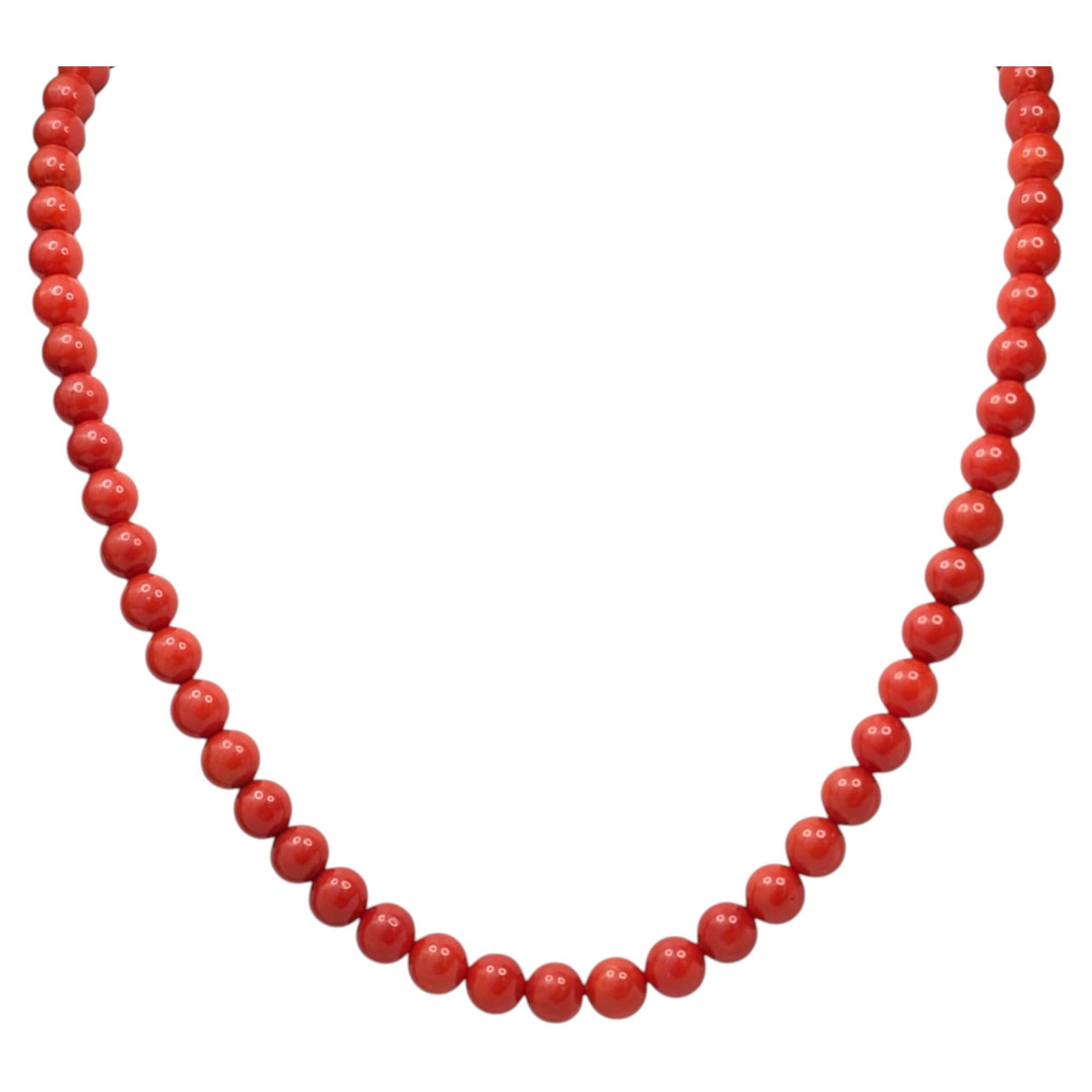 Cordon de 18" en corail rond italien rouge foncé (184,50 carats)