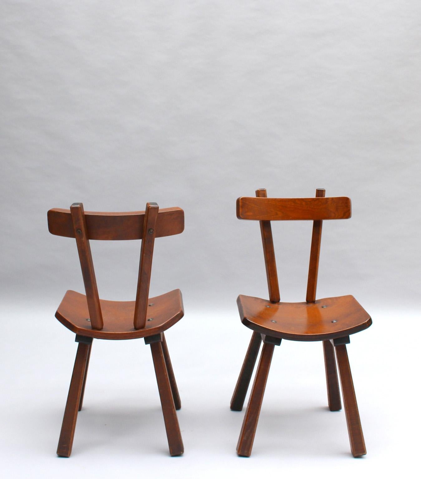 11 French 1960s Solid and Laminated Wood Chairs  For Sale 9