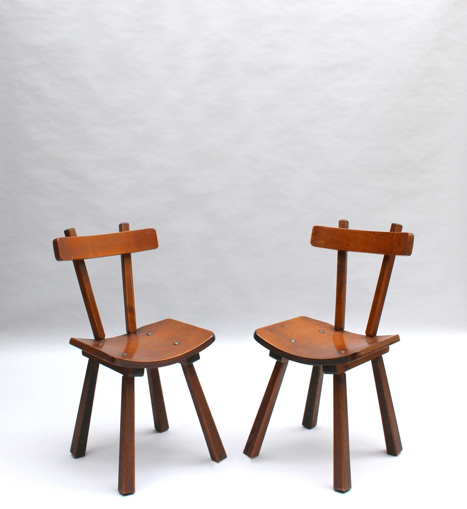11 French 1960s Solid and Laminated Wood Chairs  For Sale 10
