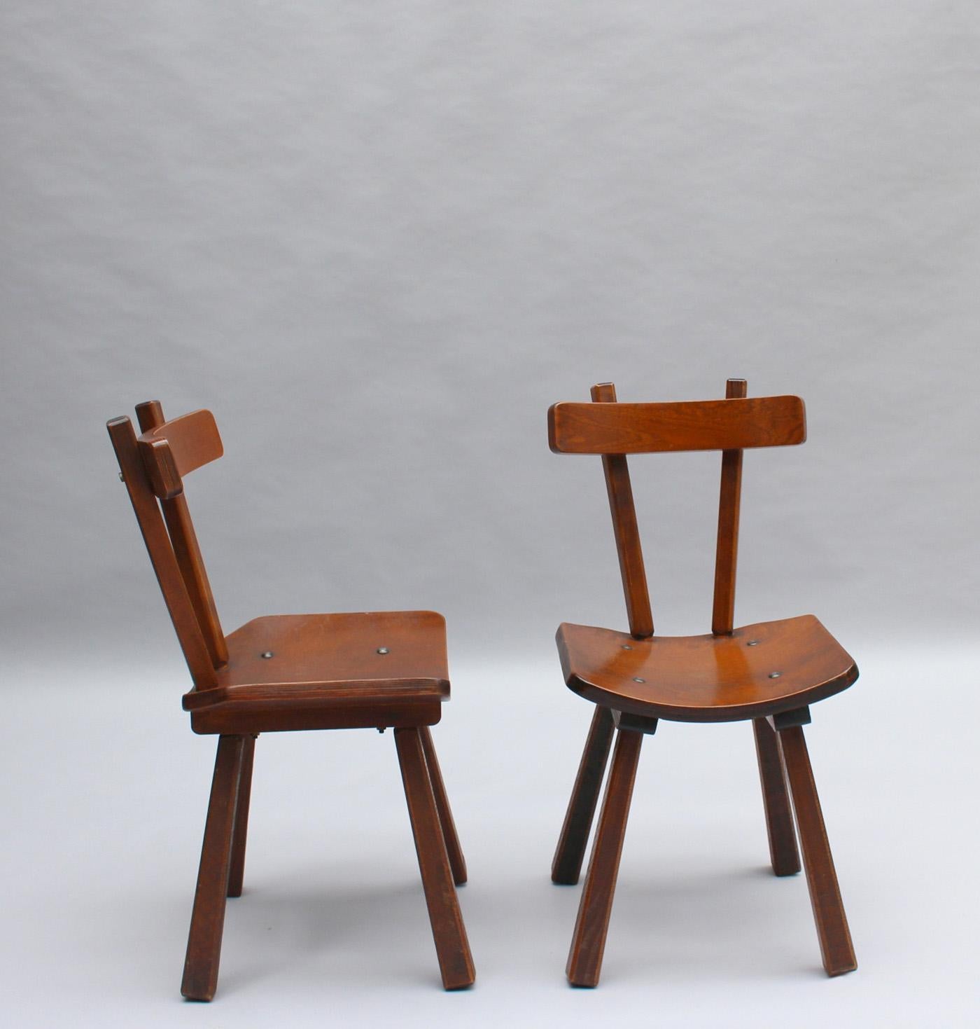 11 French 1960s Solid and Laminated Wood Chairs  For Sale 11