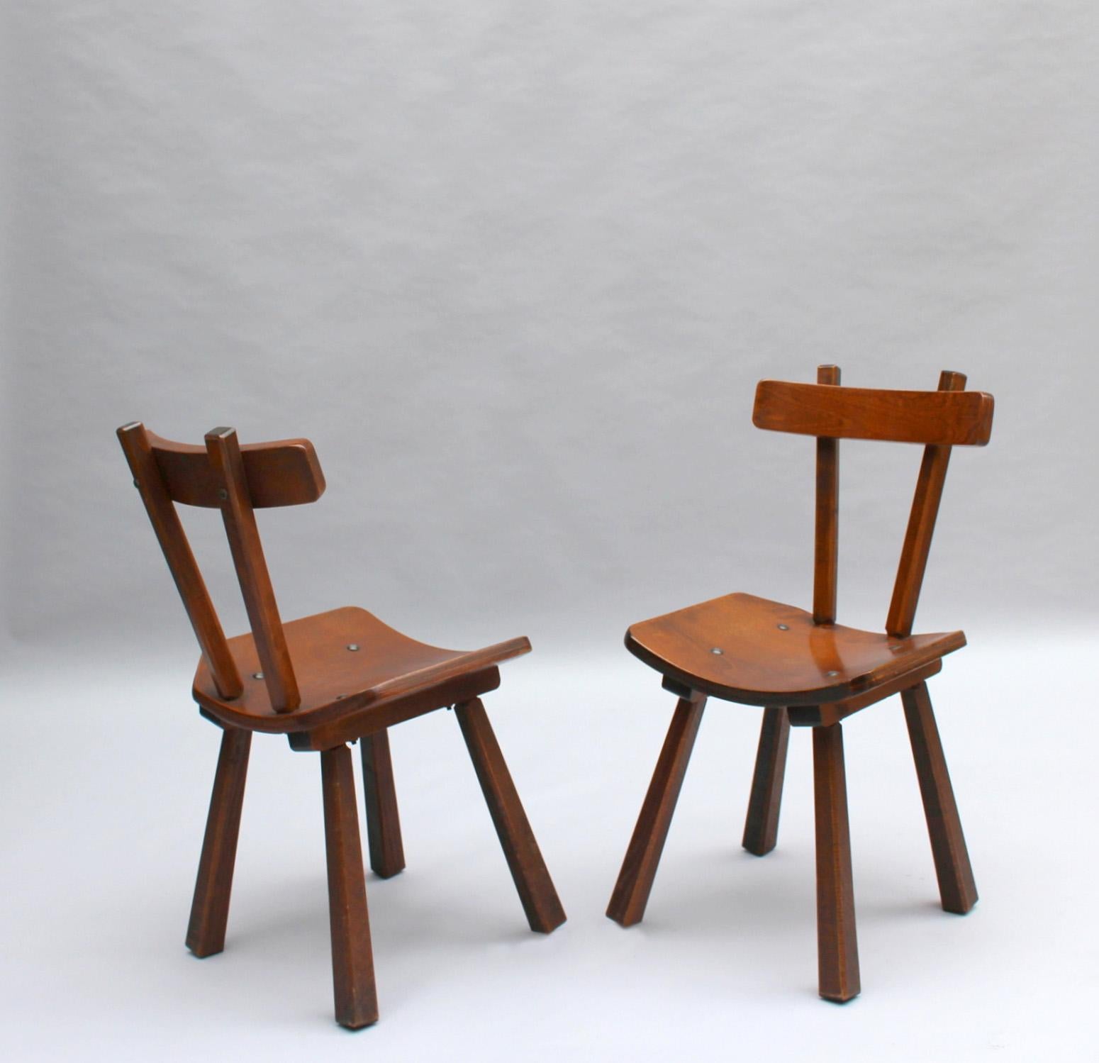 11 French 1960s Solid and Laminated Wood Chairs  For Sale 12