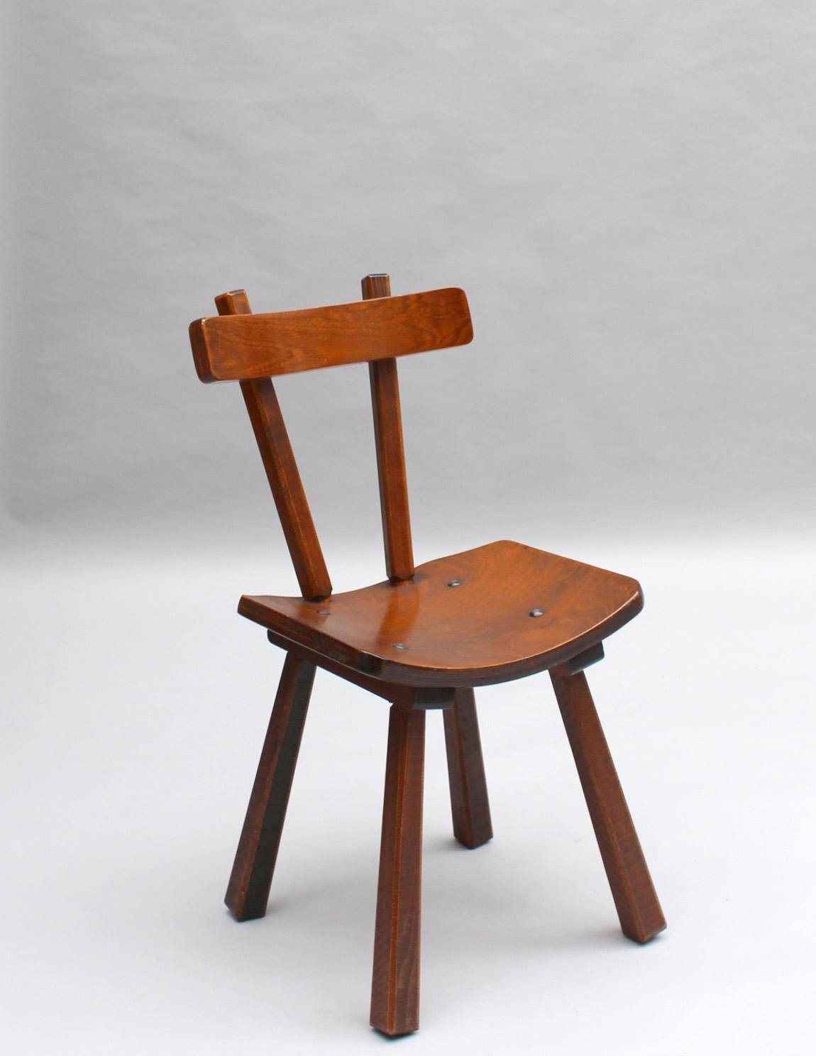 Mid-20th Century 11 French 1960s Solid and Laminated Wood Chairs  For Sale
