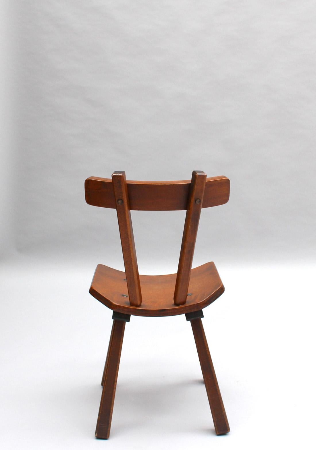 11 French 1960s Solid and Laminated Wood Chairs  For Sale 3