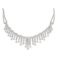 18 certificati GIA 21,74 carati di diamanti in stile Art Deco Collana in oro bianco 18 carati
