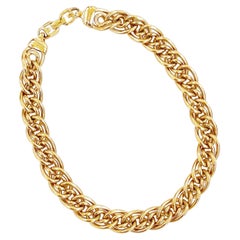 18" Heavy Gold Curb Chain Statement Necklace By Givenchy, 1980s