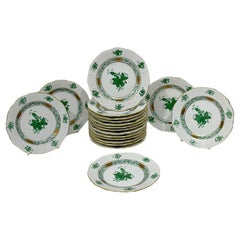 18 Herend "Chinese Bouquet Apponyi Green" # 512, 1980s