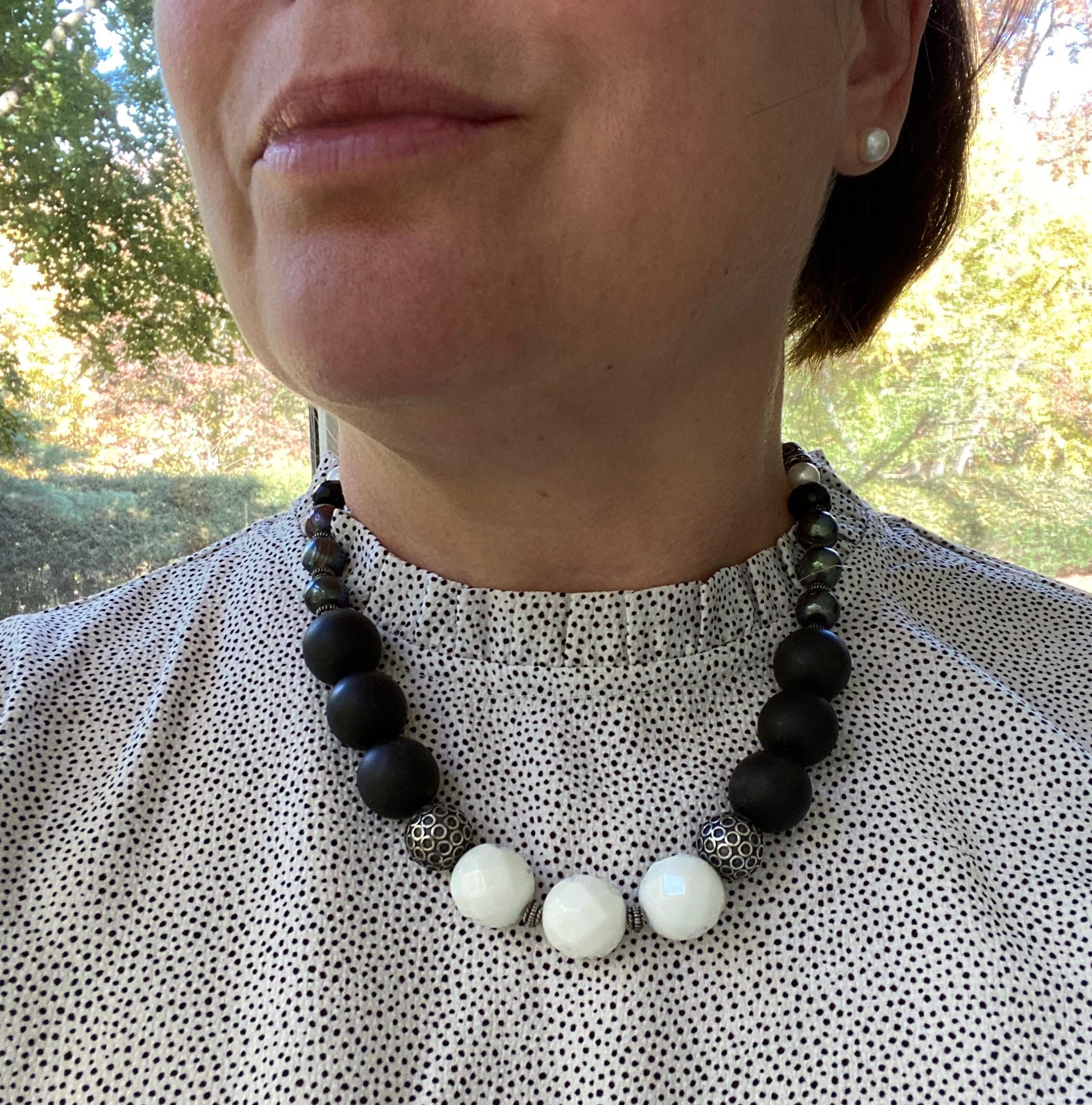 black and white agate necklace