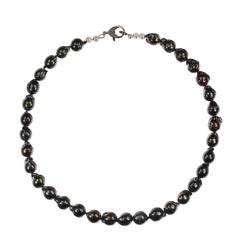 18 Inch Gorgeous Green/Black Iridescent Pearl Necklace