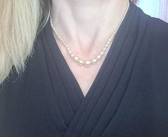 18 Inch Graduated Cultured Pearl Necklace, Champagne, 14kt Link Clasp, 9.3mm