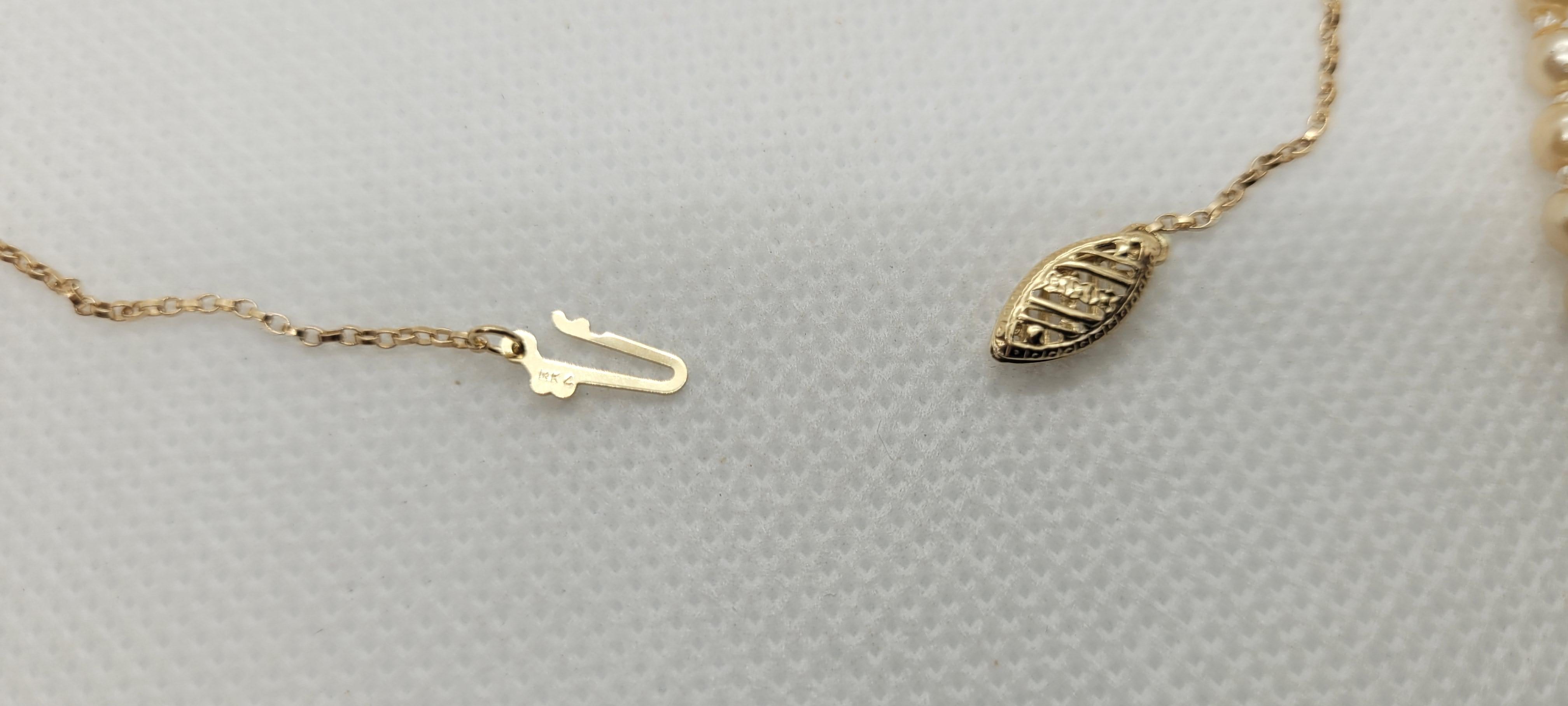 18 Zoll abgestufte Zuchtperlenkette, Champagner, 14kt Gliederverschluss, 9,3 mm im Zustand „Gut“ im Angebot in San Diego, CA