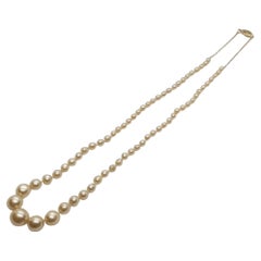 18 Inch Graduated Cultured Pearl Necklace, Champagne, 14kt Link Clasp, 9.3mm