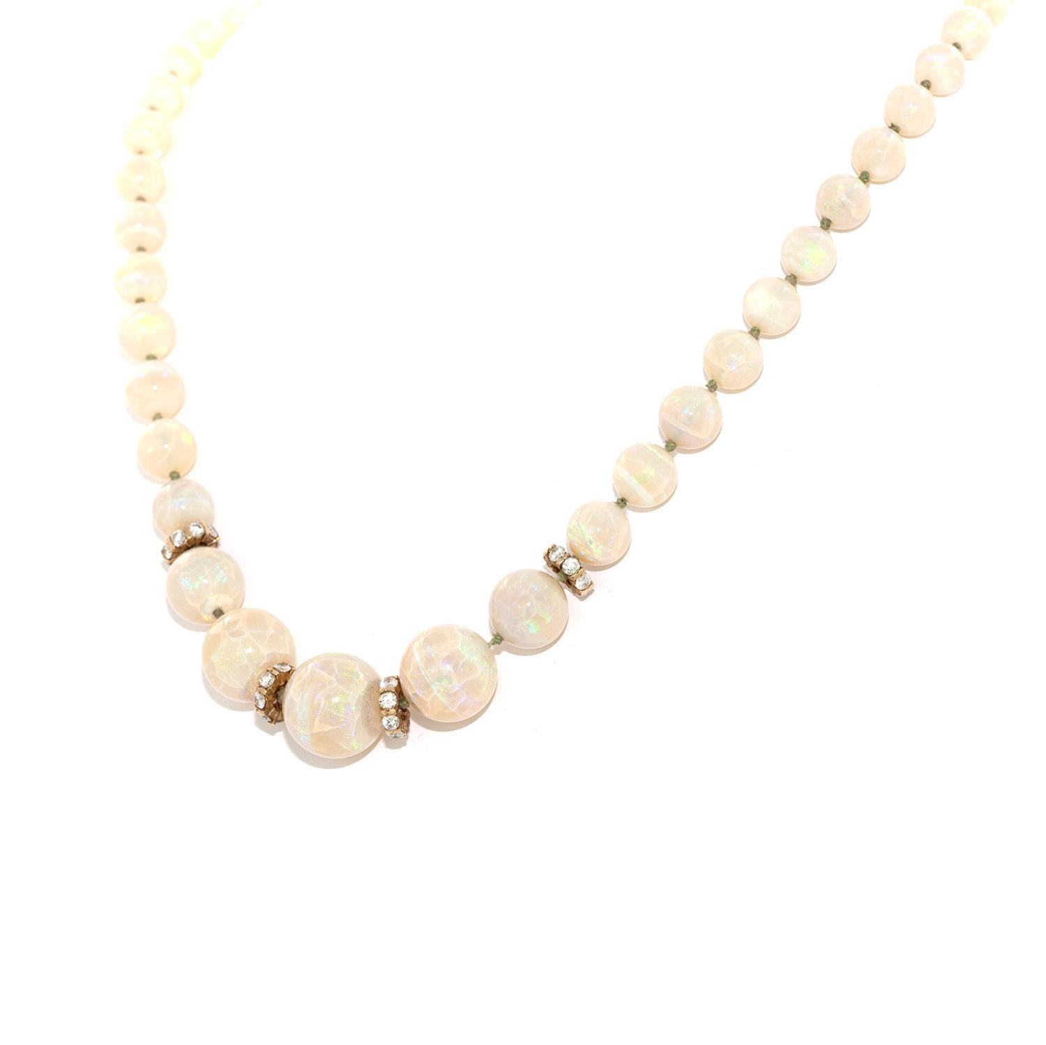 Contemporary Opal Necklace with Diamond Roundels and Clasp For Sale
