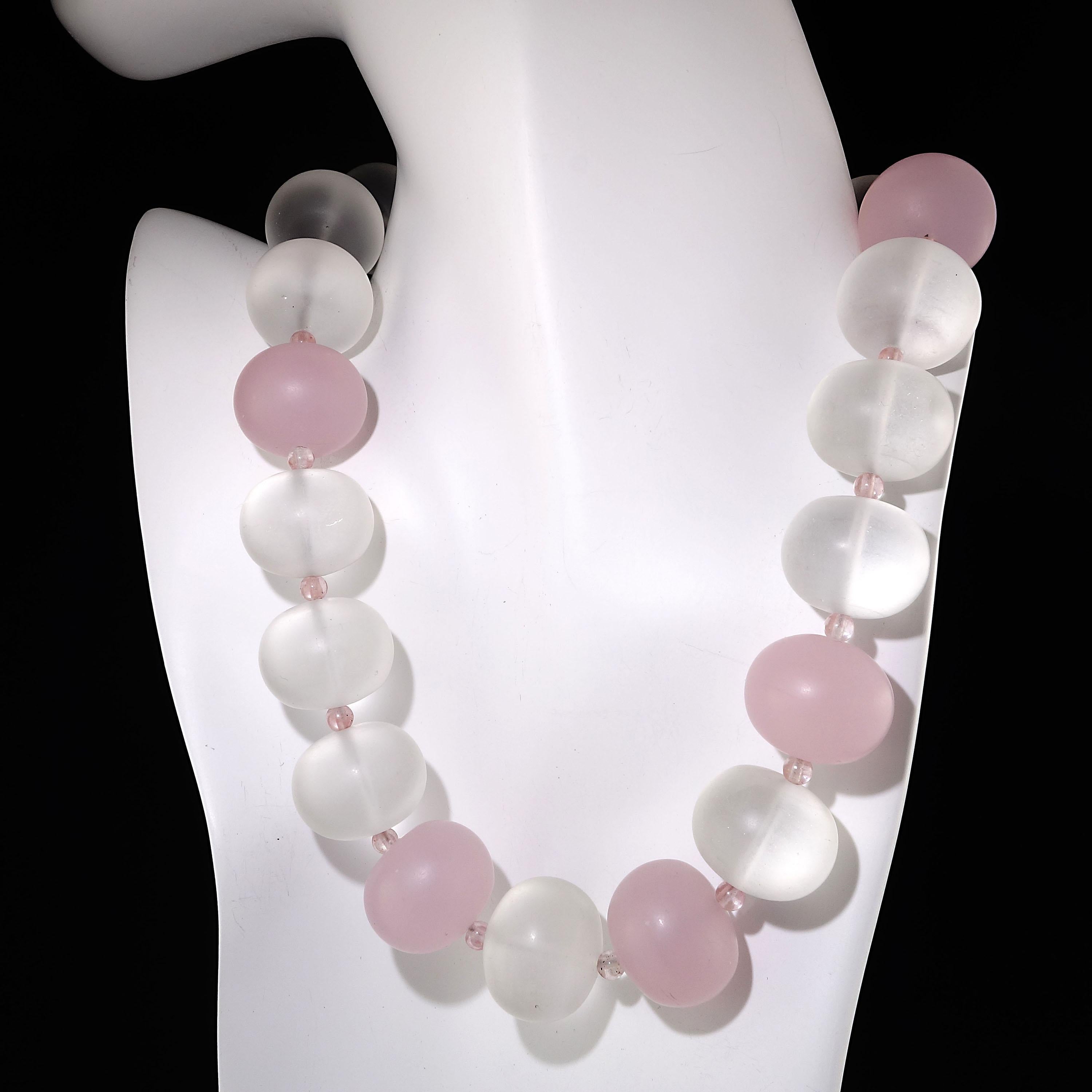 Artisan   AJD Quartz Crystal and Rose Quartz Chunky Necklace