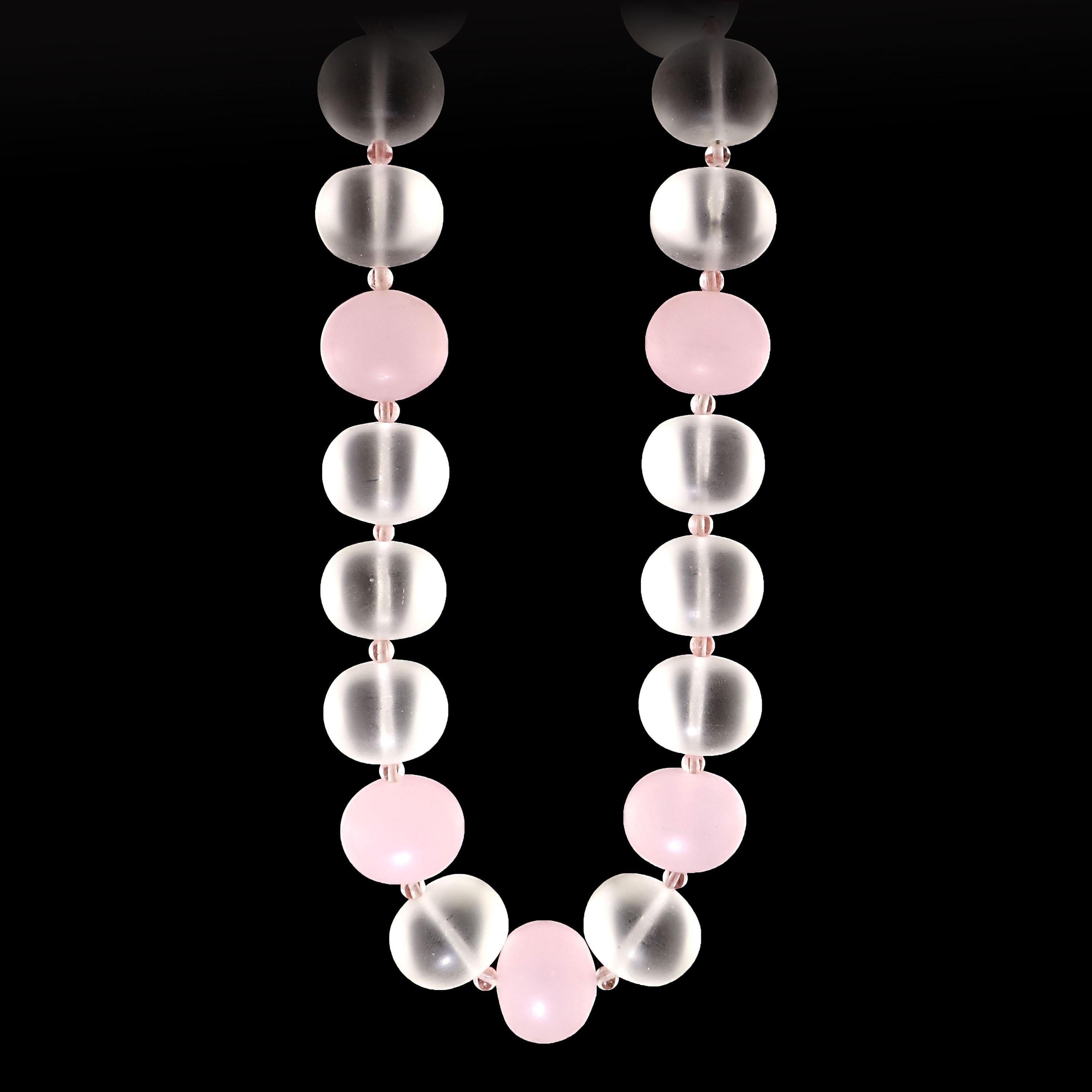 Bead   AJD Quartz Crystal and Rose Quartz Chunky Necklace