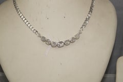 18" inches seven uncut diamonds shiny 925 sterling silver necklace
