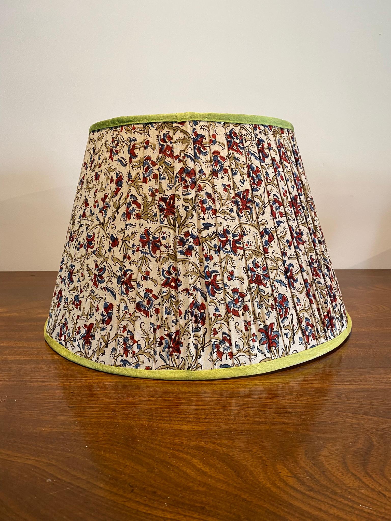 18” Indian sari lampshade with duplex fitting.

These are handmade lampshades made from Indian sari silks and cotton.

Due to the fact these shades are on display in my showroom and their delicate nature, they occasionally show signs of handling
