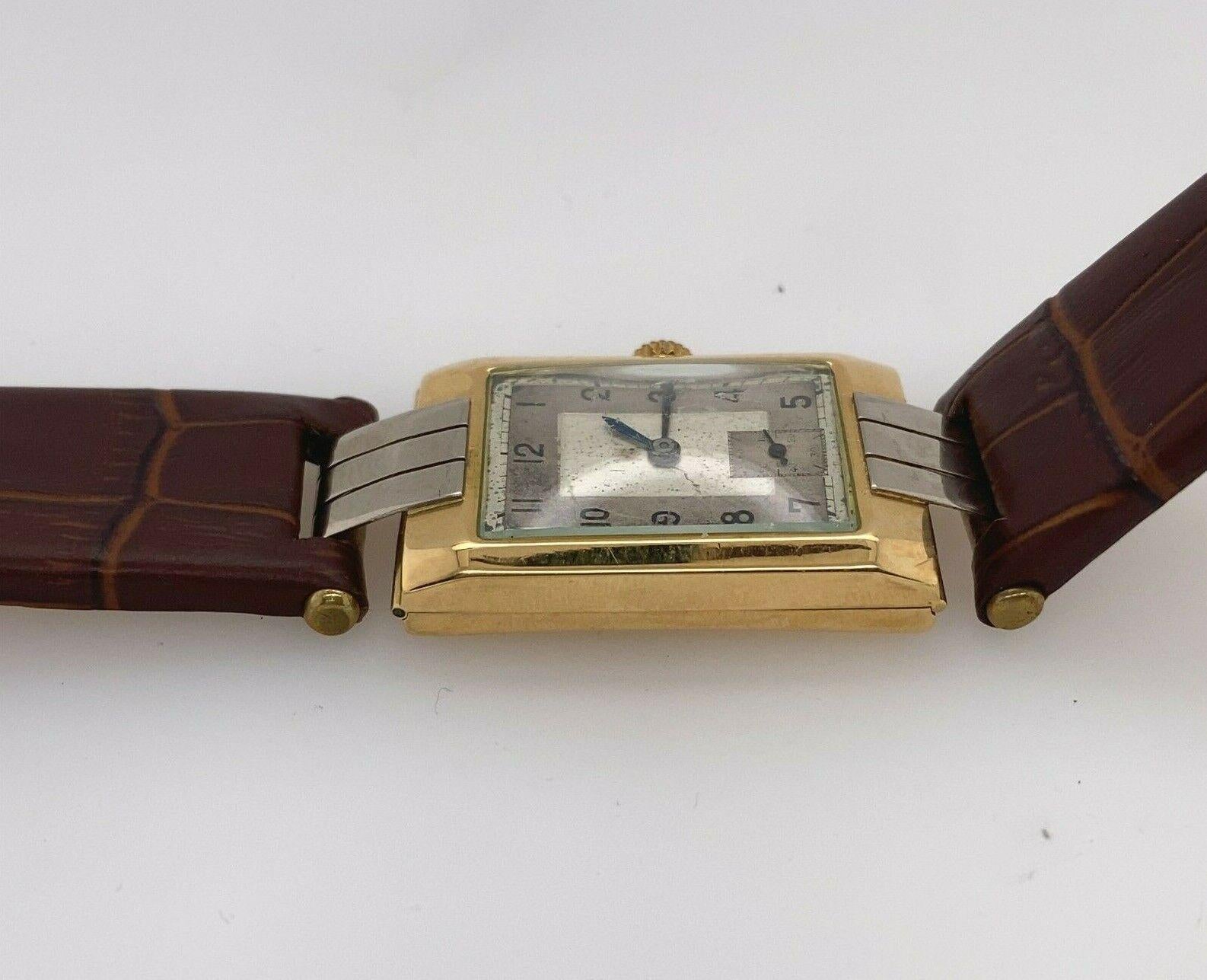 18 Jewel Tank Watch Swiss Made in 18ct Yellow & White Gold For Sale 1