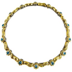 18 Karat Aquamarine and Gold Necklace