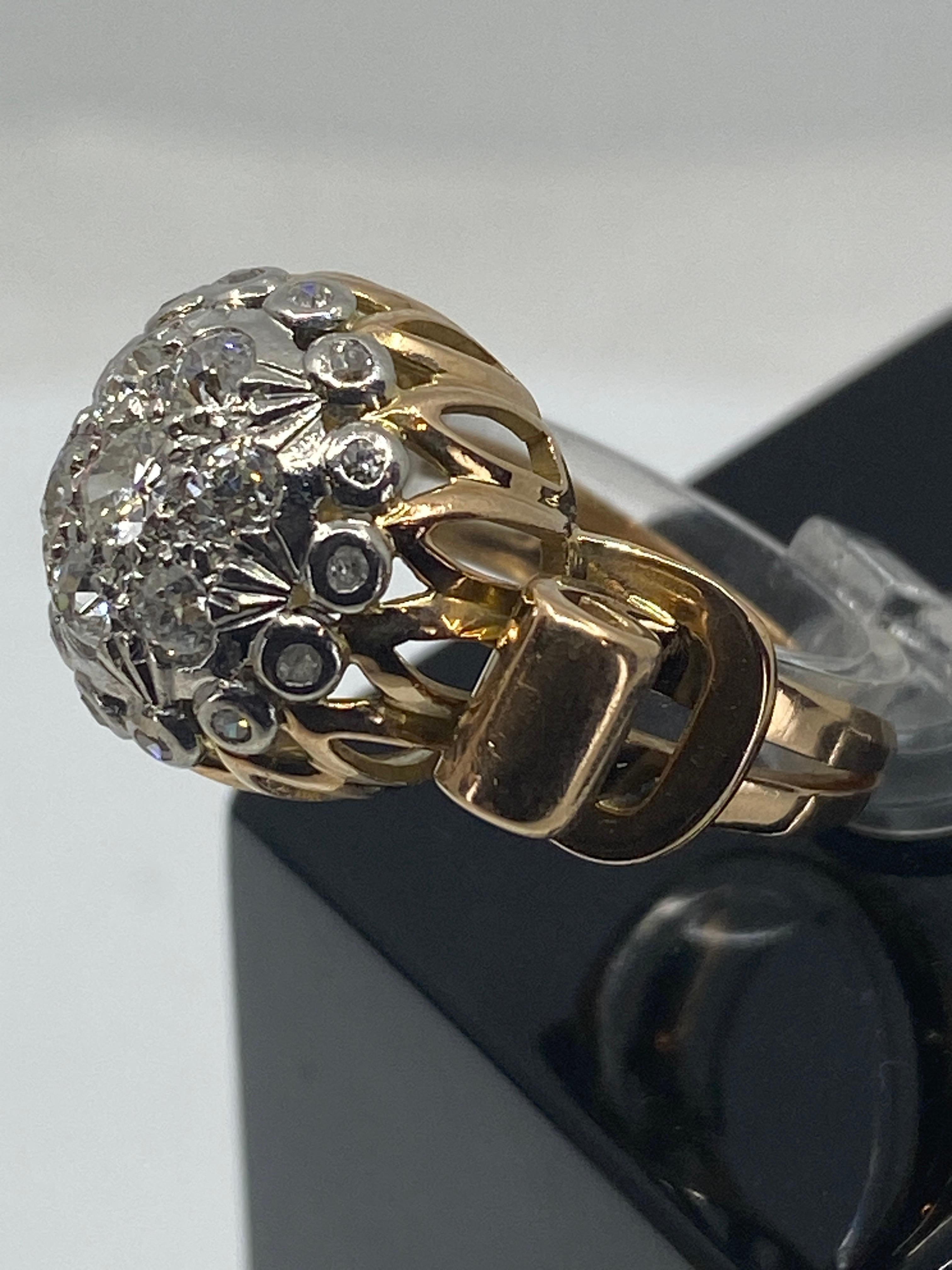 18k Cocktail Ring « Ball Model » Set with Diamonds, Around 1960 For Sale 6
