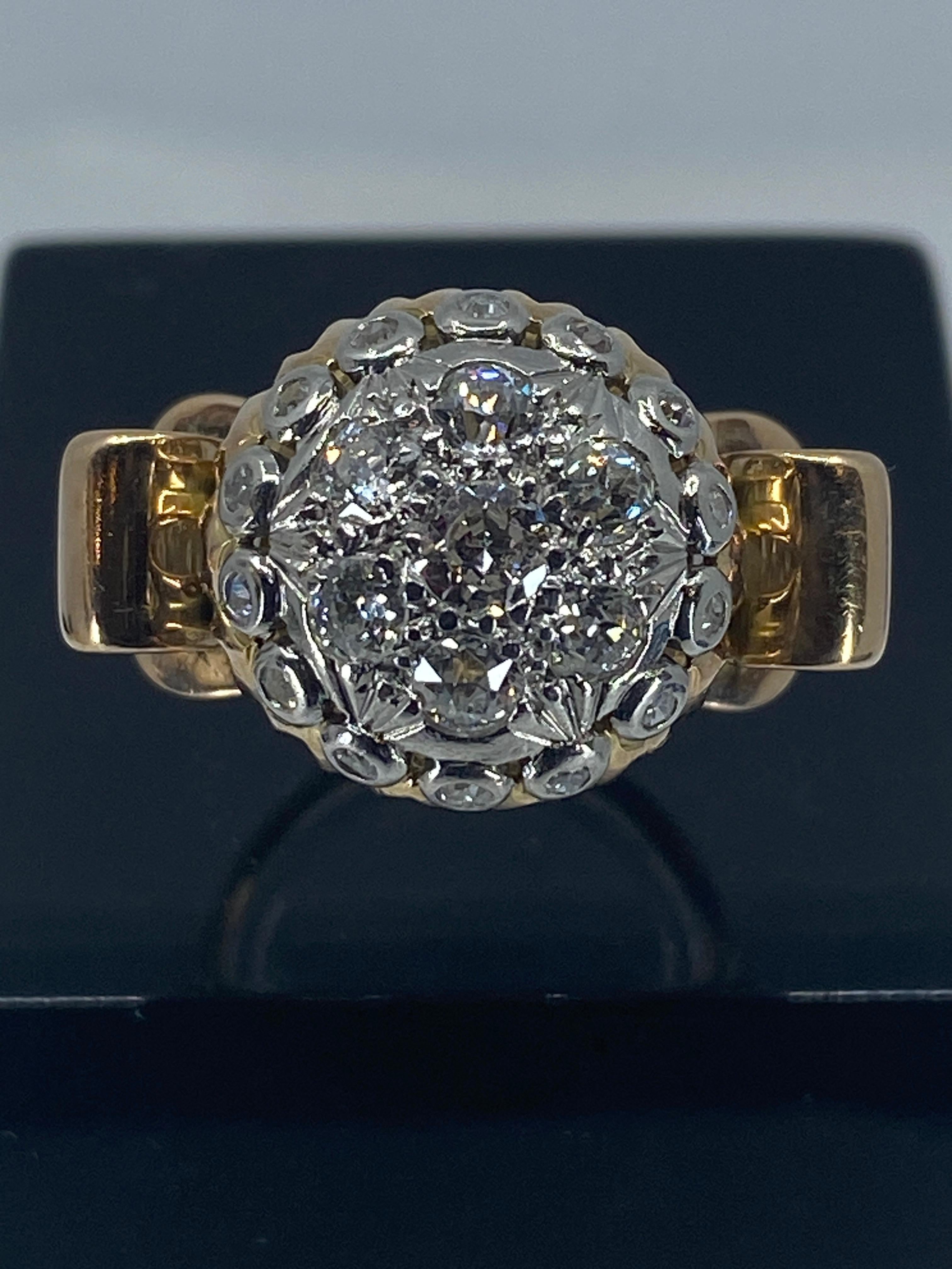 18k Cocktail Ring « Ball Model » Set with Diamonds, Around 1960 For Sale 7