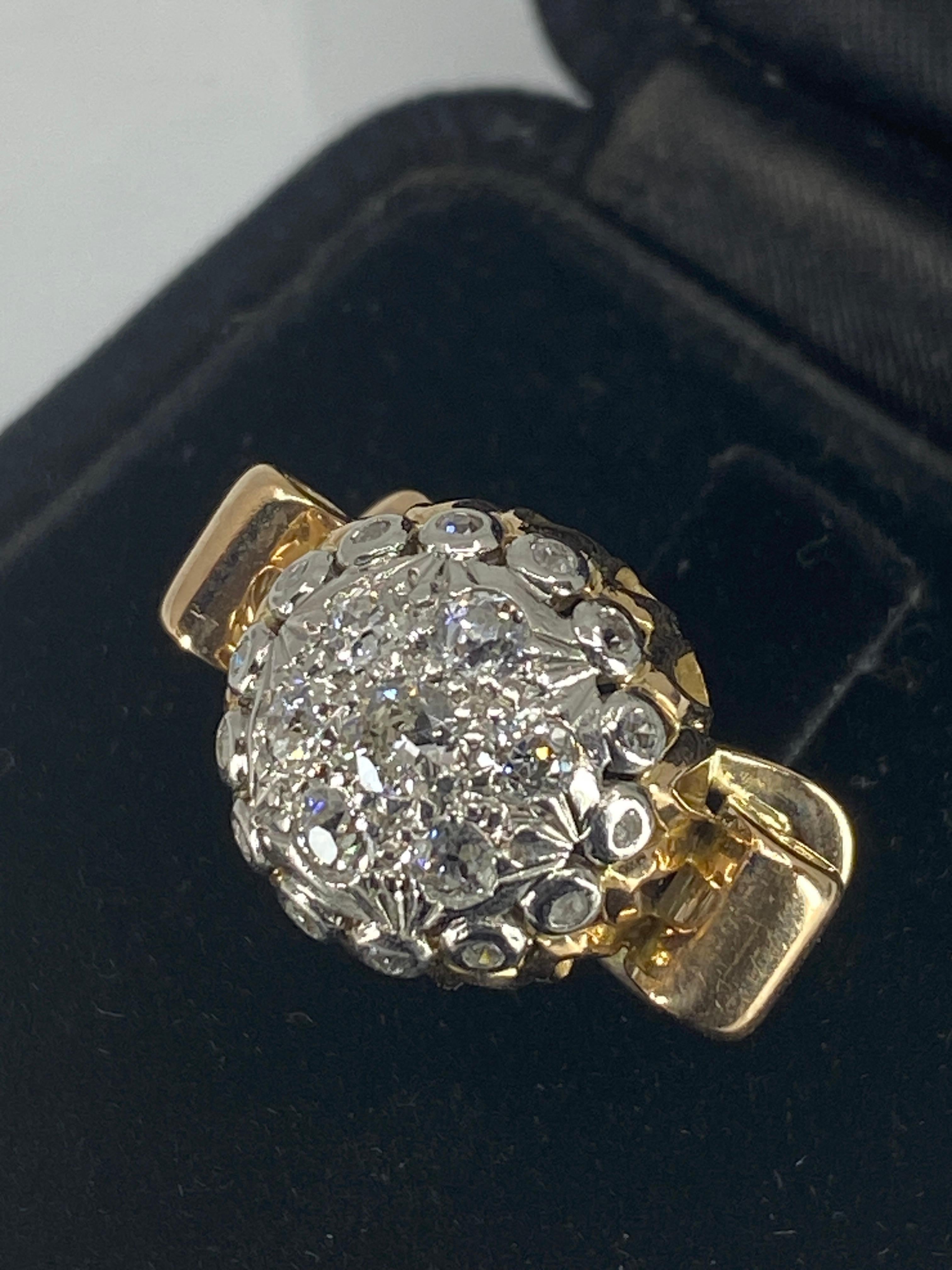 18k Cocktail Ring « Ball Model » Set with Diamonds, Around 1960 For Sale 8