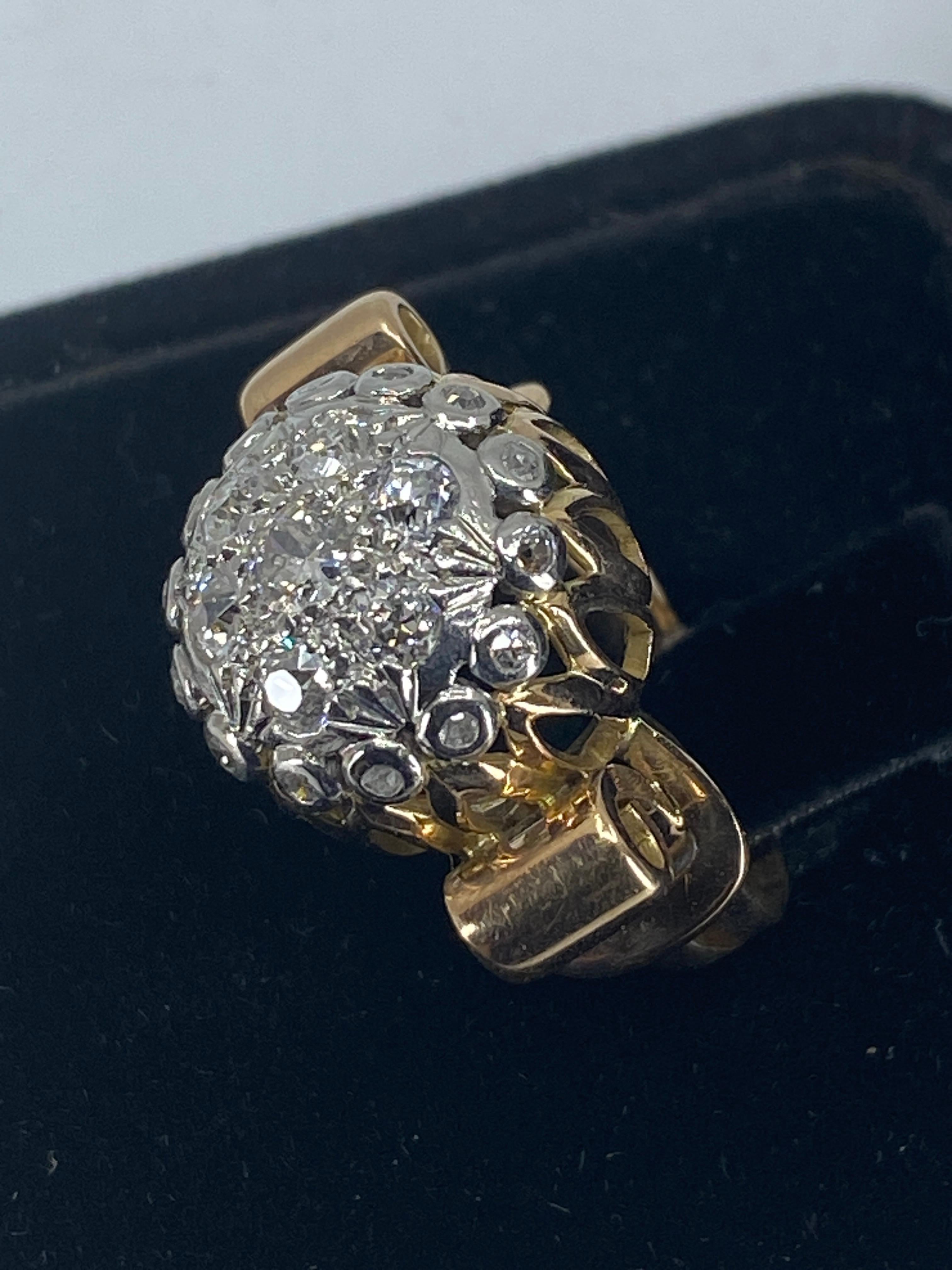 18k Cocktail Ring « Ball Model » Set with Diamonds, Around 1960 For Sale 9