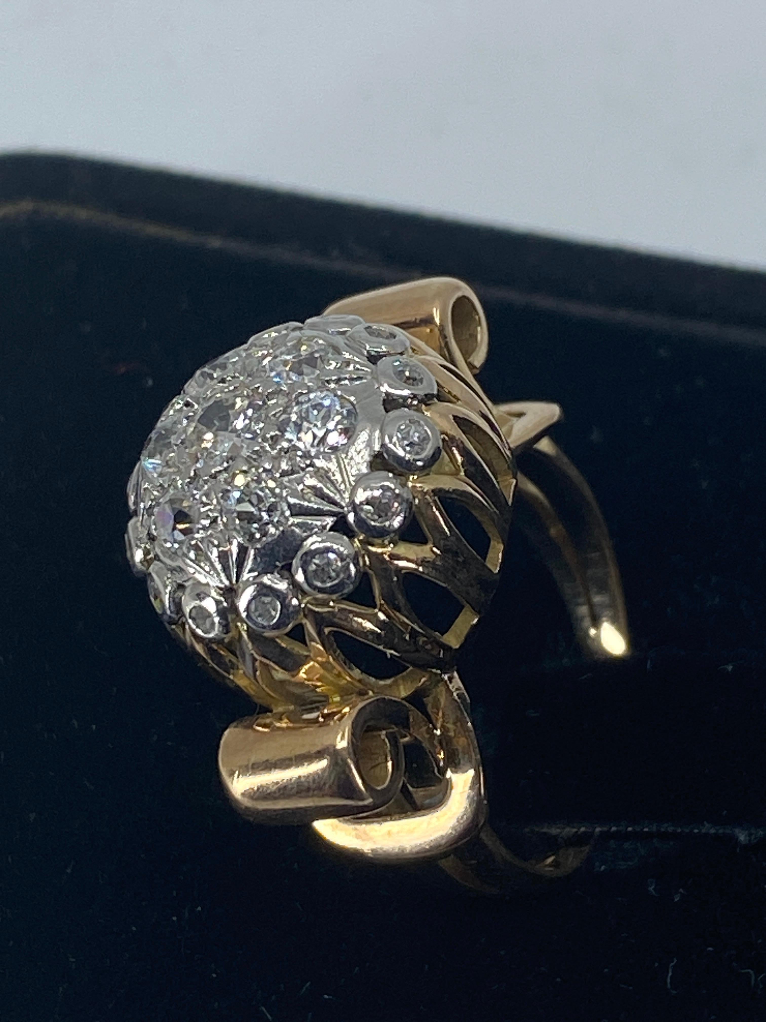 18k Cocktail Ring « Ball Model » Set with Diamonds, Around 1960 For Sale 10