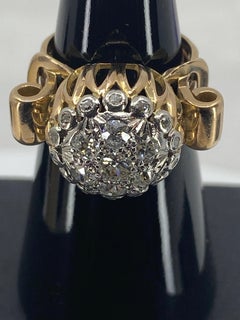 18k Cocktail Ring « Ball Model » Set with Diamonds, Around 1960