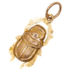 18 K Egyptian pendant - 18 karat solid yellow gold scarab - Good luck beetle