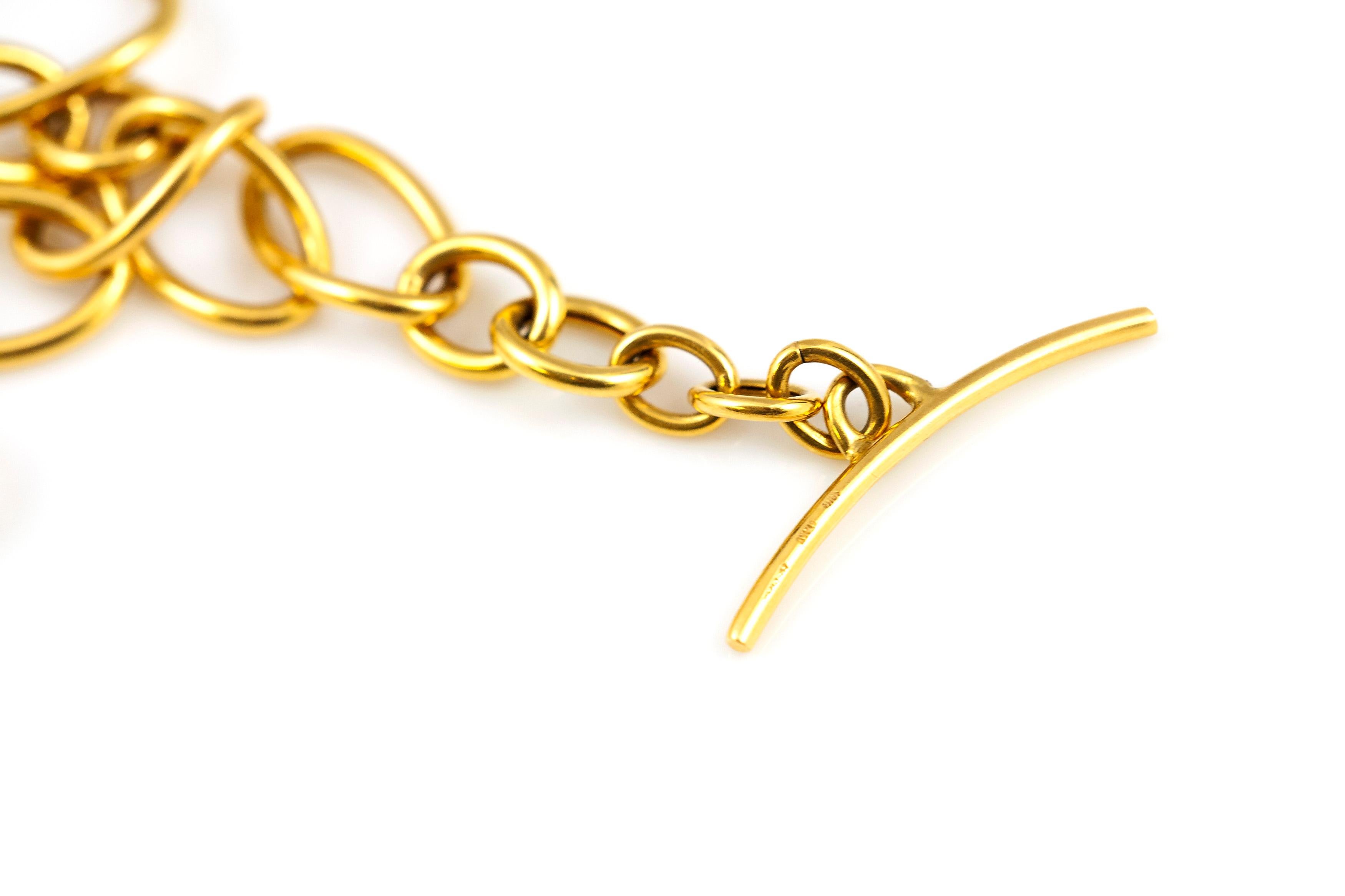 Women's or Men's 18 Karat Farone Manela Open Link Necklace with Cross Pendant with Black Onyx For Sale