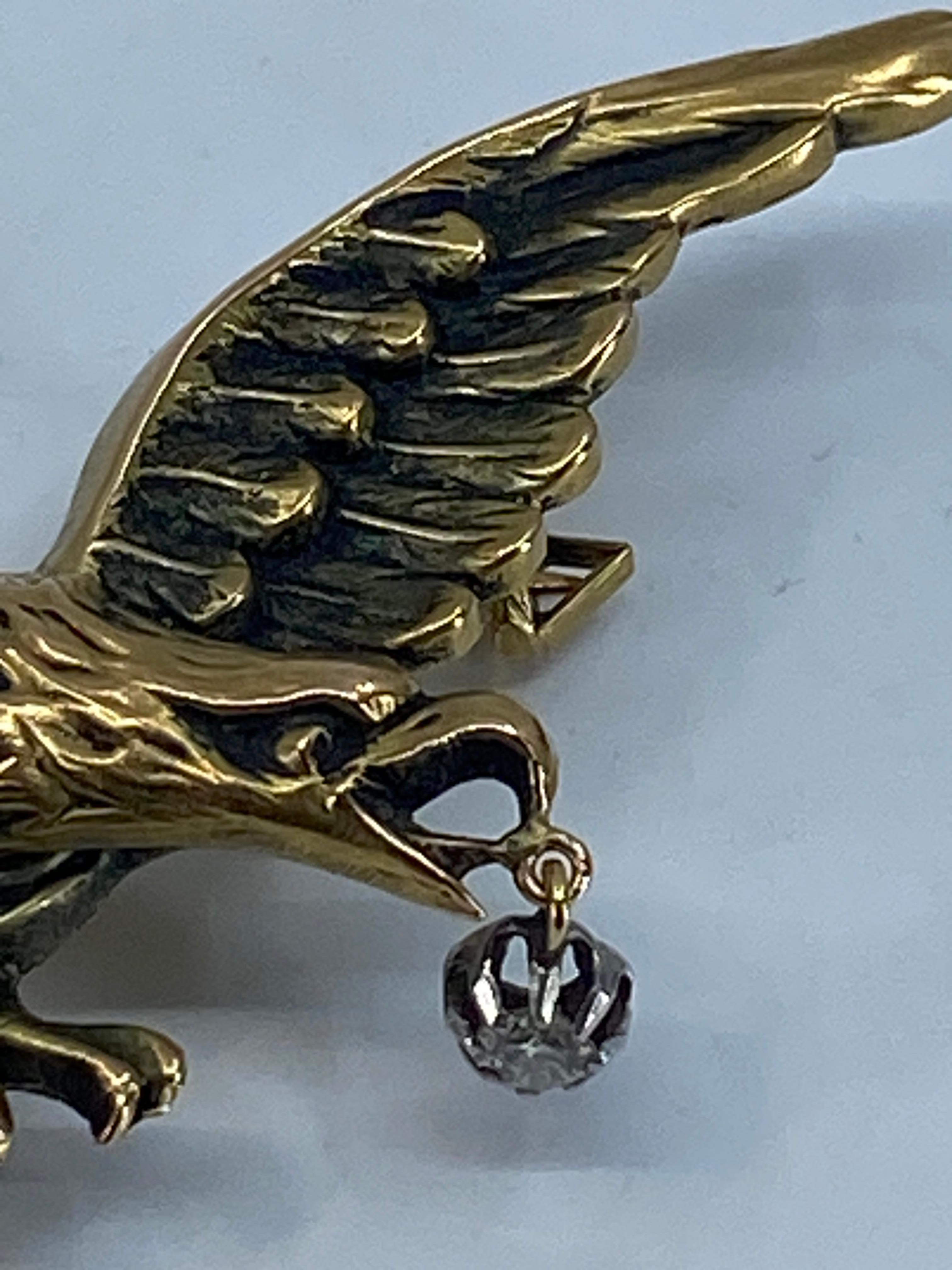 Broche en or 18 carats : aigle tenant un diamant dans son bec, Napoléon III en vente 6