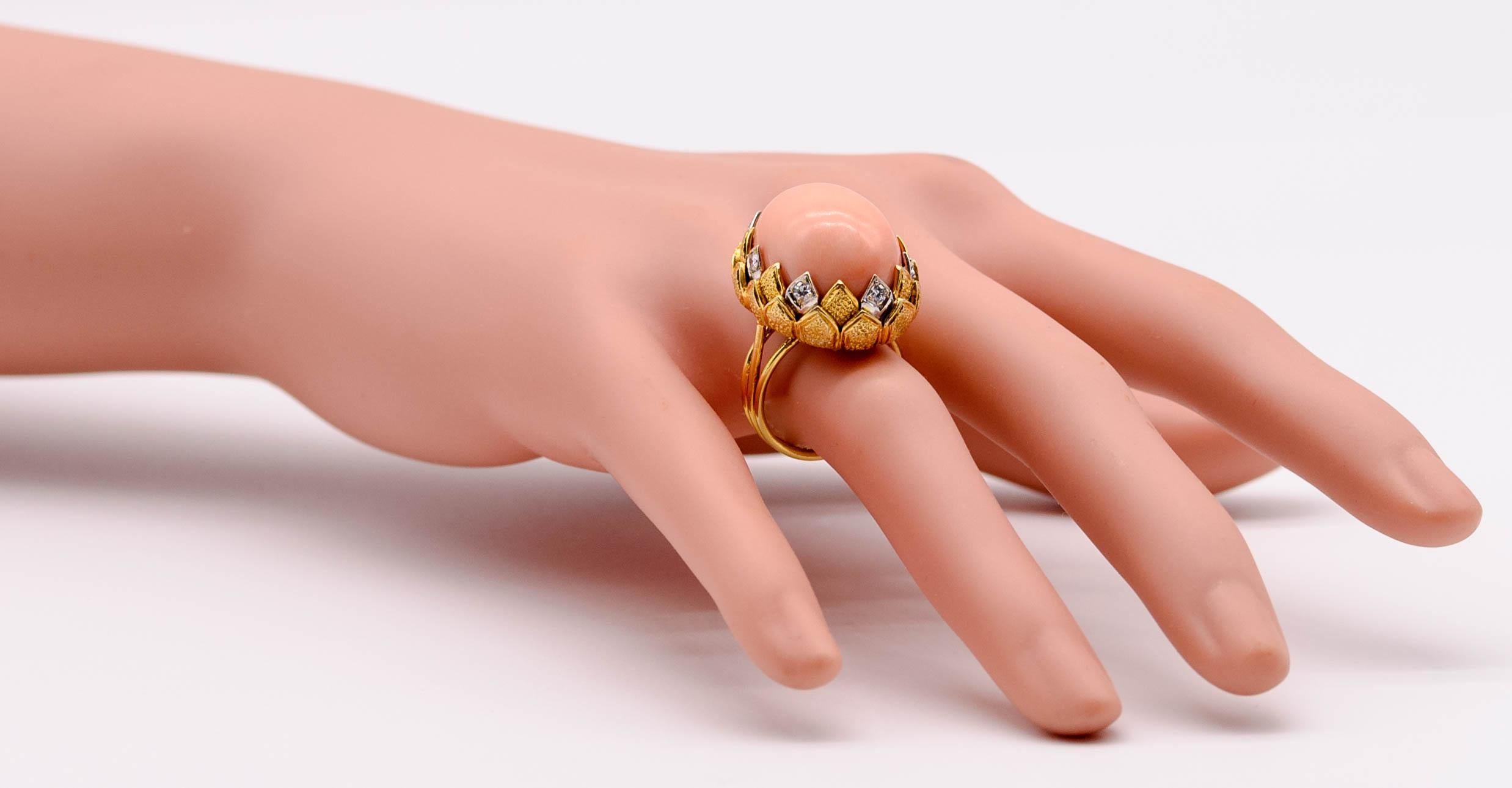 18 K Gold Diamond Angelskin Coral Ring 1